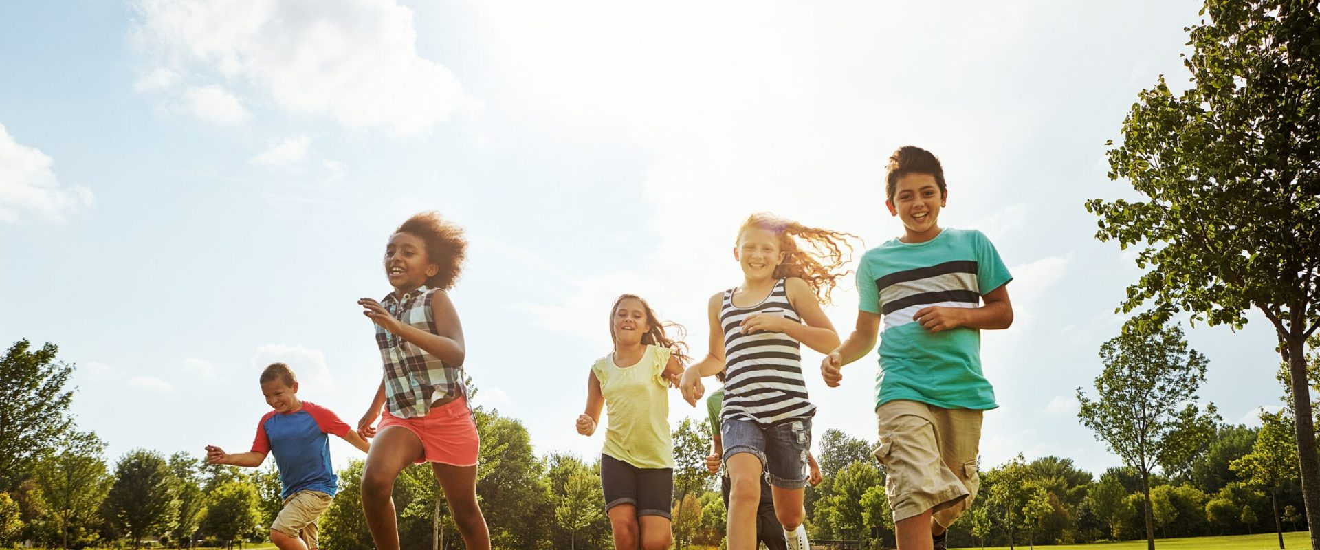 Happy,Kids,,Diversity,And,Running,With,Friends,In,Nature,For